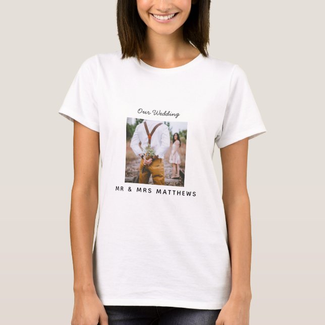 T-shirt Photo Rustic Collage Monogram NEWLYWEDS WEDDING (Devant)