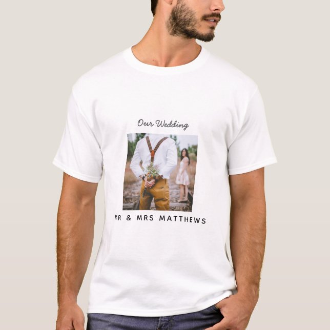 T-shirt Photo Rustic Collage Monogram NEWLYWEDS WEDDING (Devant)