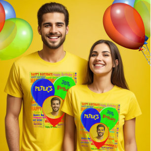 T-shirt Photo sur mesure et nom fête d'anniversaire heureu