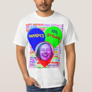 T-shirt Photo sur mesure et nom fête d'anniversaire heureu