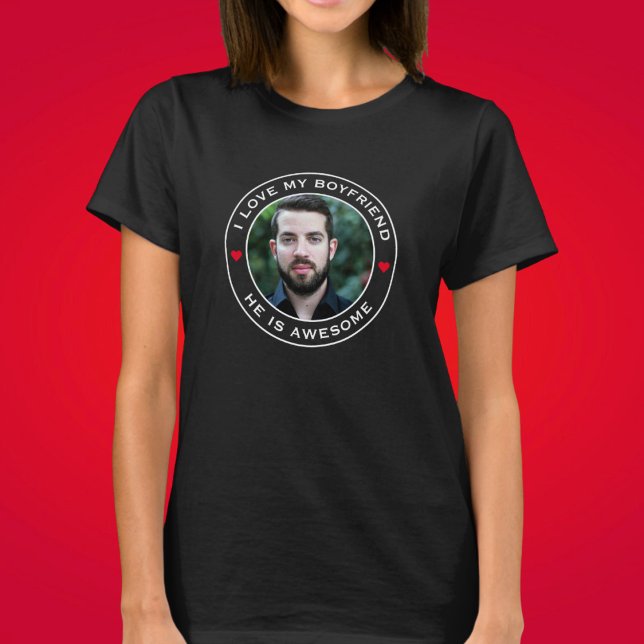 T-shirt Photo Texte Coeur J'Aime Mon Awesome Petit ami (Créateur téléchargé)