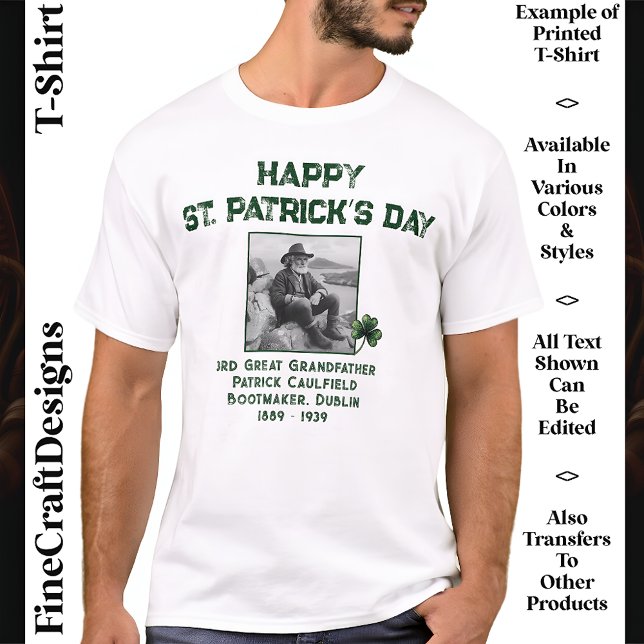 T-shirt Photo texte personnalisé, Irish DNA St Patrick’s D (Créateur téléchargé)