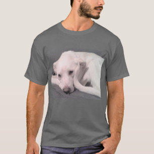 T-shirt Photo White Cute Dog with Curvy Tail Grey