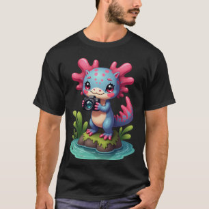 T-shirt Photographe Axolotl Mignon Kawaii Appareil Photo N