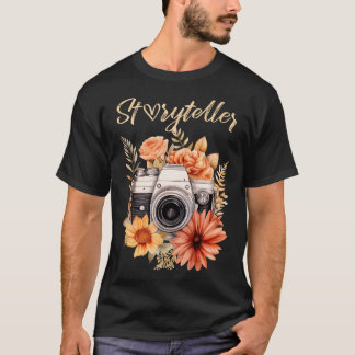 T-shirt Photographe Conteur Appareil Photo Floral Vintage