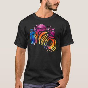 T-shirt Photographe de caméra colorée Photographie