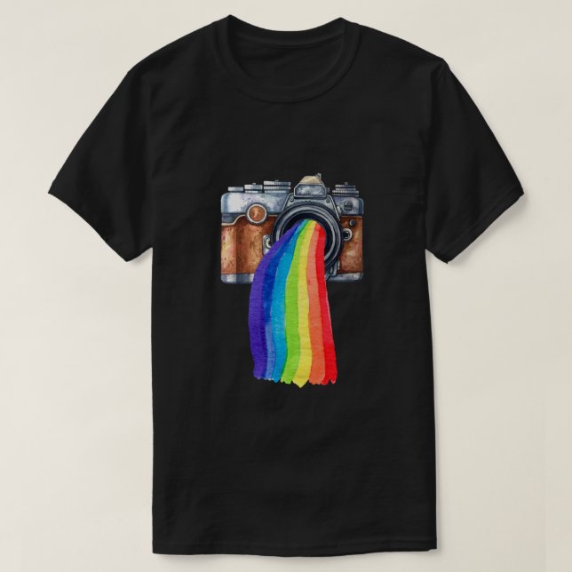 T-shirt Photographe de caméra Rainbow Cameraman Photograph (Design devant)