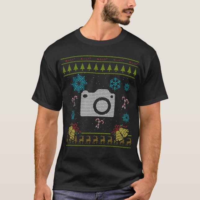T-shirt Photographe de chemise de chandail de Noël (Devant)