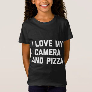 T-Shirt Photographe Drôle J'Aime Ma Caméra Et Pizza