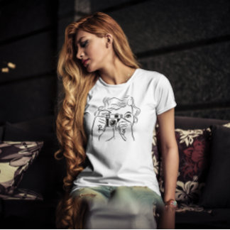 T-shirt Photographe fille caméra vintage