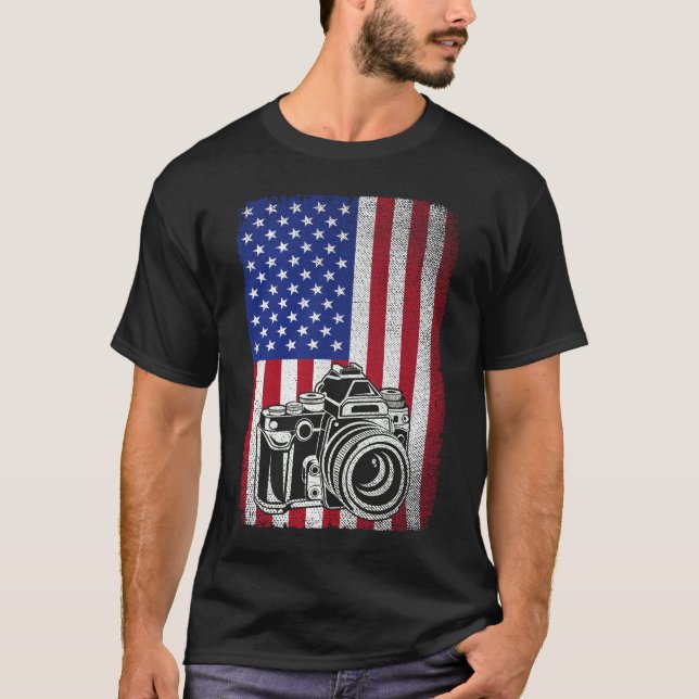 T-shirt Photographe Photographe Drapeau américain Lover (Devant)