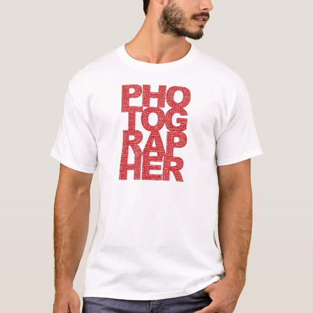T-shirt Photographe - texte rouge (Devant)