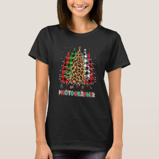 T-shirt Photographer Leopard Red White Green Plaid Christm