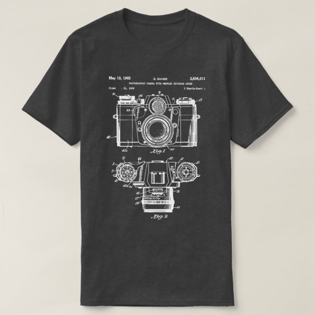 T-shirt Photographie Caméra-cadeau Lover Prin brevet Vinta (Design devant)