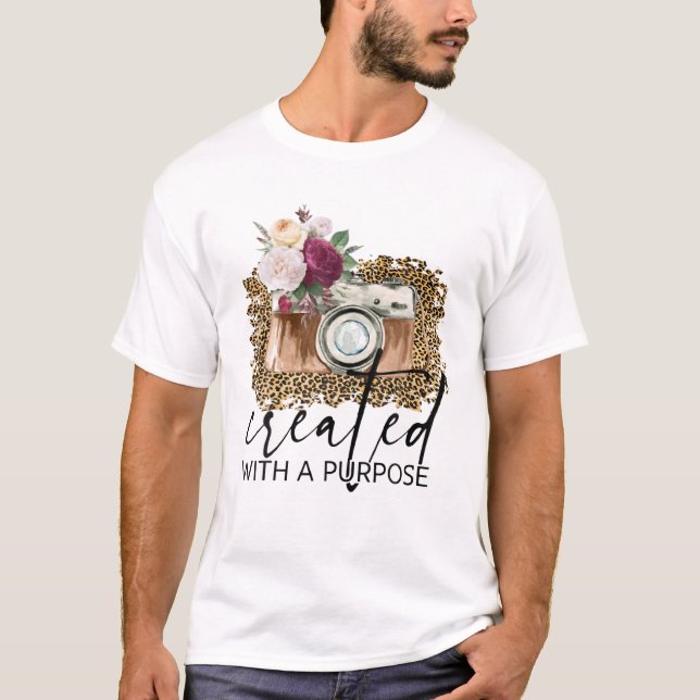 T-shirt Photographie Caméra Leopard Créée Avec Objet Ph (Devant)