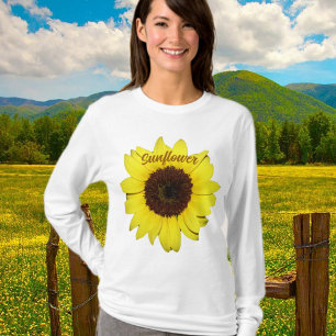 T-shirt Photographie de tournesol jaune et Brown