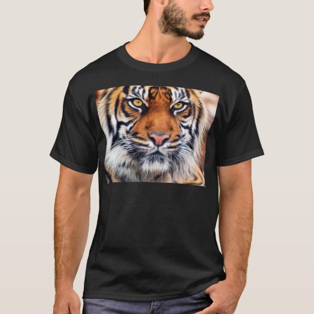 T-shirt Photographie masculine de peinture de tigre (Devant)