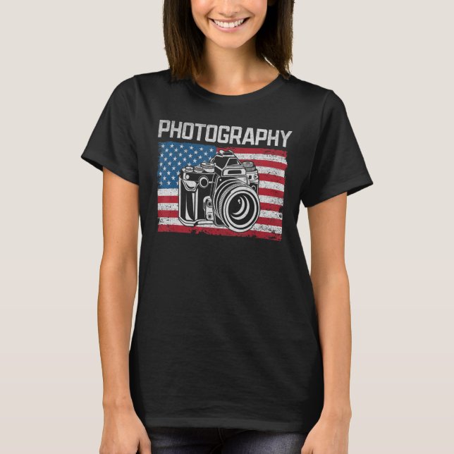 T-shirt Photographie Nous Drapeau Photographie Caméra Phot (Devant)