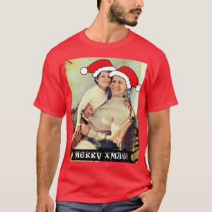 T-shirt Photographie personnalisée de Noël Père Noël casqu