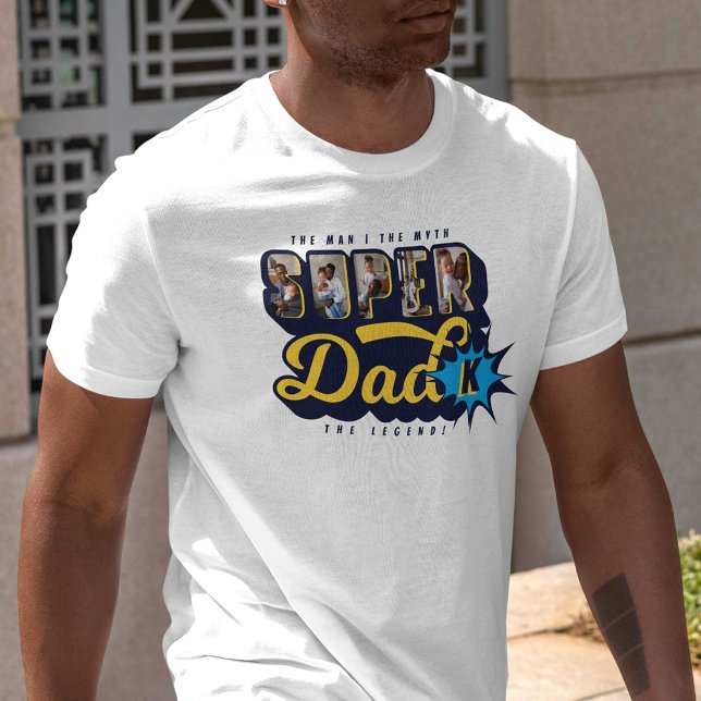 T-shirt Photos personnalisées Super Papa Homme Mythe Légen (Créateur téléchargé)