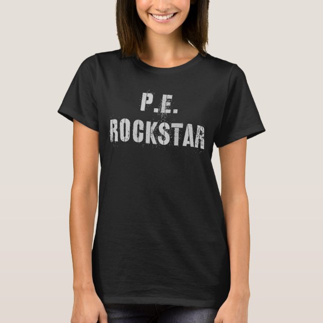 T-shirt Phys Ed Enseignant Je Préfère P E ROCKSTAR Retour  (Devant)