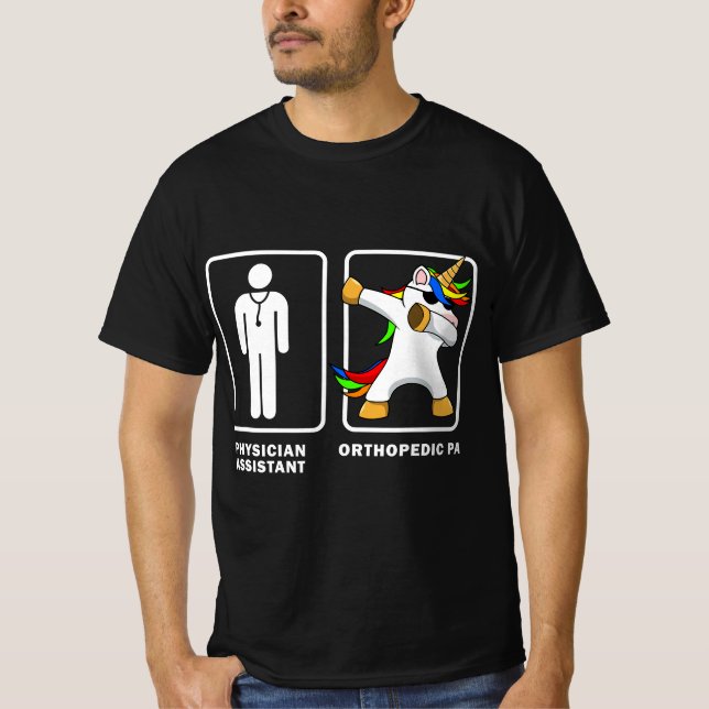 T-shirt Physician Assistant Orthopedic PA Dabbing Unicorn  (Devant)