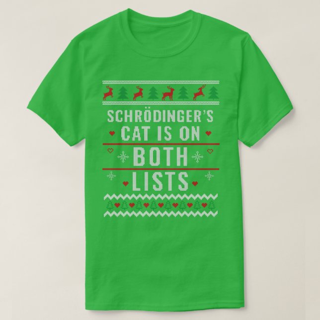 T-shirt Physicist Ugly Christmas Schroedingingers Chat Xma (Design devant)