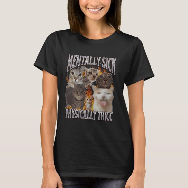T-shirt Physique Thicc Funny Chat Mème Bootleg Graphic (Devant)