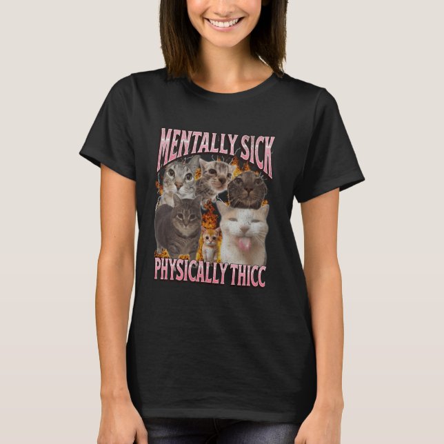 T-shirt Physique Thicc Funny Chat Mème Bootleg Graphic (Devant)