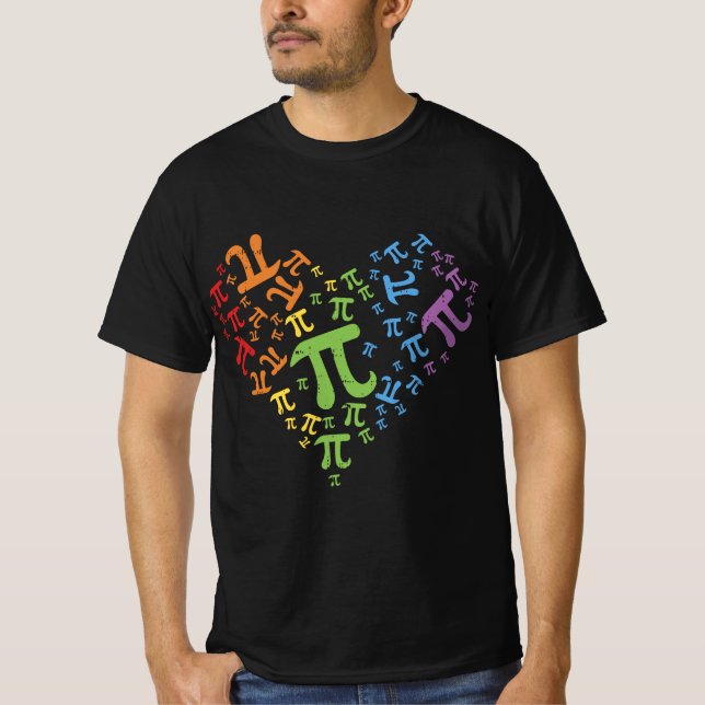 T-shirt Pi Day Rainbow Heart Math LGBT Gay Lesbian Pride G (Devant)