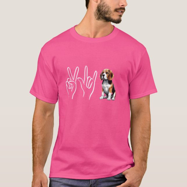 T-shirt Piace Love Beagle Funny Beagle Amoureux des chiens (Devant)
