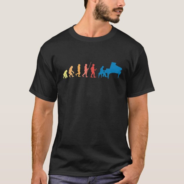T-shirt Pianist Evolution Funny Retro Piano Player Cadeau (Devant)