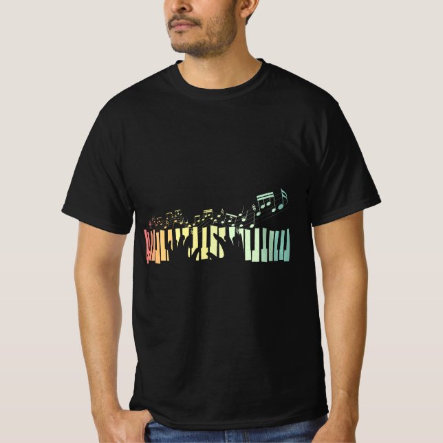T-shirt Pianist Gift Idea Keyboards Music Notes Piano  (Devant)