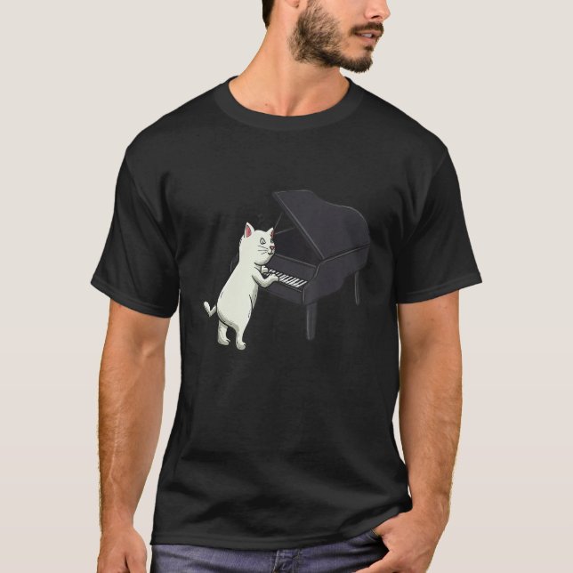 T-shirt Pianist Musician Instrumentalist Treble Cat Owner  (Devant)