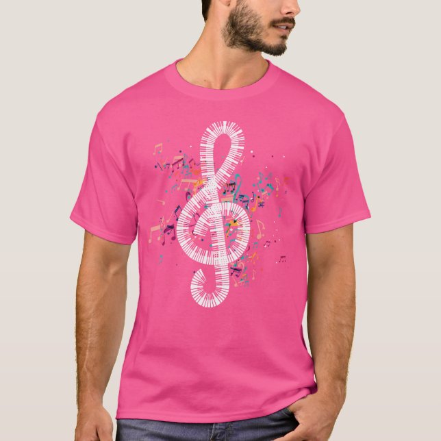 T-shirt Pianist Treble Clef Keyboard Piano (Devant)