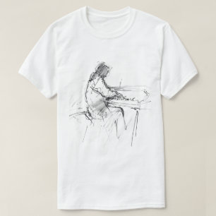 T-shirt Pianiste Abstrait Minimaliste Jouant du Piano – Él
