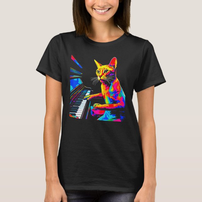 T-shirt Pianiste Chat Abyssin (Devant)