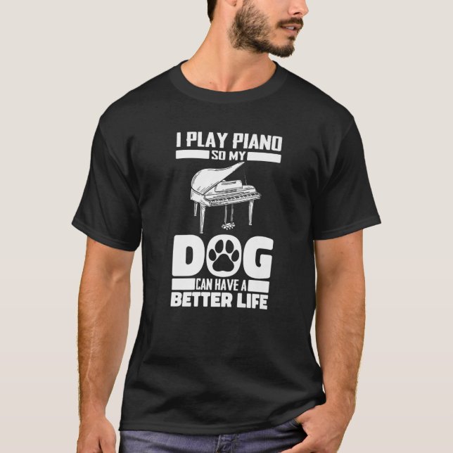 T-shirt Pianiste Chien Musique - Musicien Piano Premium (Devant)