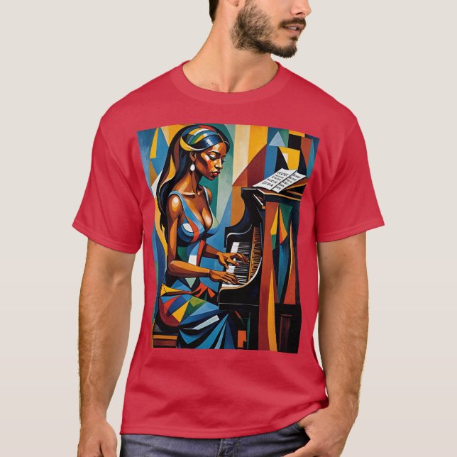 T-shirt Pianiste cubiste dynamique Tee art Abstrait (Devant)
