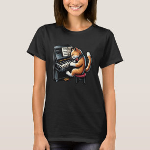 T-shirt Pianiste Cute Kitten - Chat Jouant Au Piano