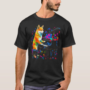 T-shirt Pianiste de Chien Shiba Inu