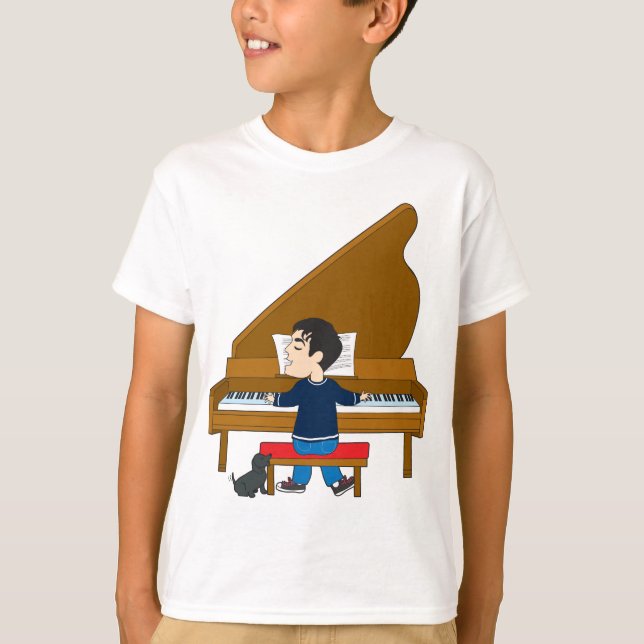 T-shirt Pianiste et chien (Devant)