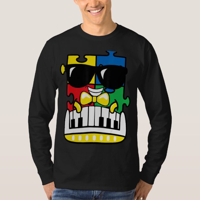 T-shirt Pianiste Sensibilisation sur l'autisme Cute Piano  (Devant)
