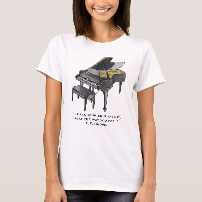 T-shirt Piano à queue aquarelle  Illustration Citation Cho (Devant)