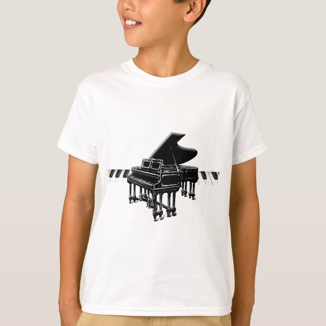 T-shirt Piano à queue et clavier (Devant)