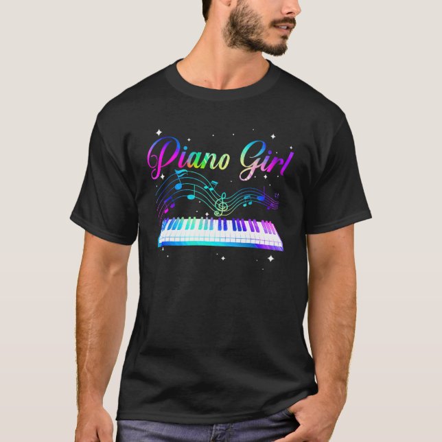 T-shirt Piano Art Drôle Pour Filles Femmes Musicales Thème (Devant)