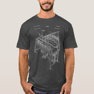T-shirt Piano Blueprint   Vintage Music Keyboard Pianist