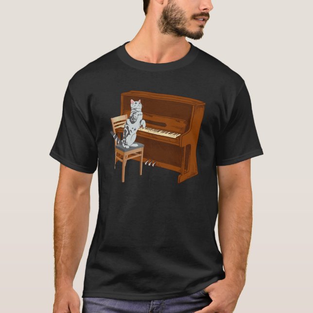 T-shirt Piano Cat Piano Keyboard Meowsicians (Devant)