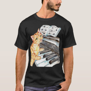 T-shirt Piano chat aquarelle peinture art