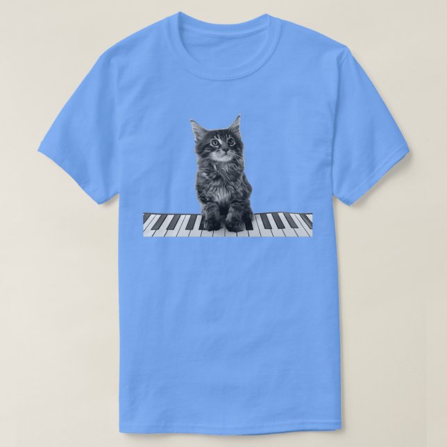 T-shirt Piano chat chatte Pianiste Lecteur Clavier (Design devant)